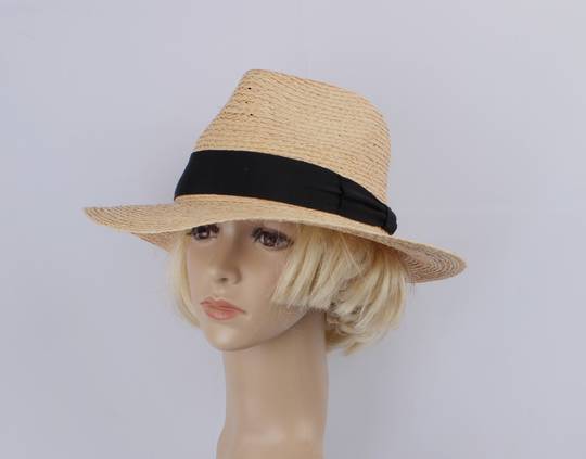 Head Start Handmade raffia braid fedora w leather inside band Style: HS/9004w